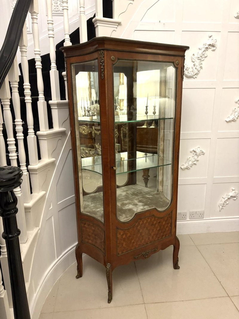 Exceptional Quality Antique French Louis XV Style Marquetry and Ormolu Mounted Display Cabinet